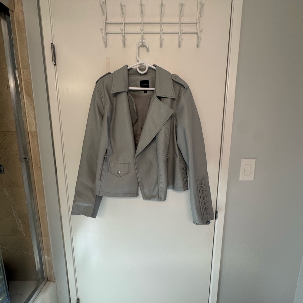 Lane Bryant Gray Leather Jacket Contemporary Style